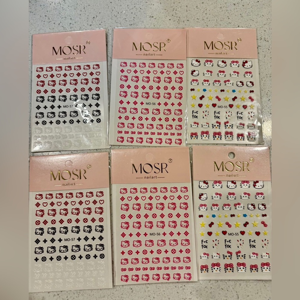 6 pieces hello kitty nail stickers